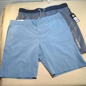 Speedo Light and Dark Grey Men's Swim Shorts, Plus Light Blue Checkered Shorts